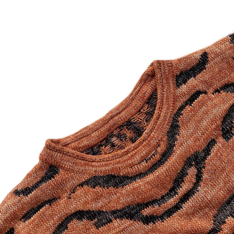 Kapital Sweater Vintage Tiger Pattern Retro Pullover round Neck Knitted Sweater for Men and Women