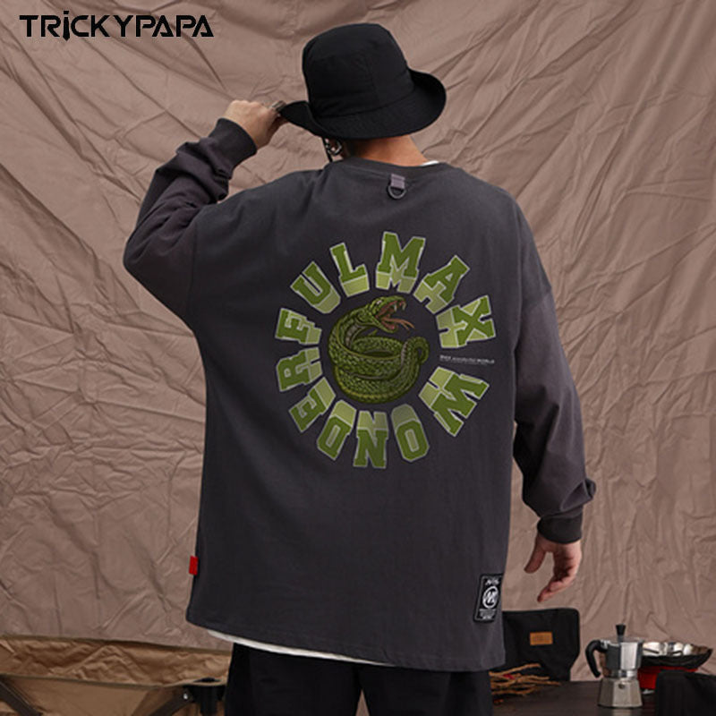 Men Long Sleeve Shirt Letter Printed Long Sleeve T-shirt Men Loose round Neck Autumn Sweater Men
