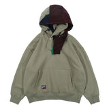 Men Fleece Lined Hoodie Stitching Hooded Hooded Sweaters Menswear Loose Pullover