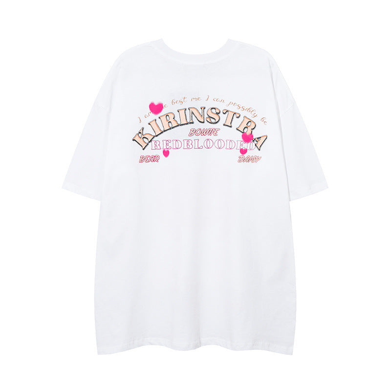 Men T Shirt Fashion Brand Sweet Cool Bear Printed Short Sleeve T-shirt Men and Women Loose Casual
