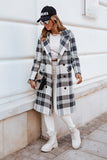 Plaid Trench Coat Fashion Plaid Woolen Coat Overcoat Women