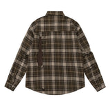 Men Long Sleeved T Shirt Plaid Long Sleeve Shirt Men Loose Lapels Shirt Coat Spring and Autumn