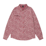 Men Long Sleeved T Shirt Woven Plaid Shirt Coat Men's Spring and Autumn Long-Sleeve Zipper Shirt Loose