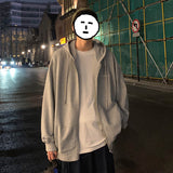 Men Hoodie Sweater Men Hong Kong Style Loose Casual Long Sleeves Cardigan