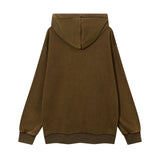 Men Fleece Lined Hoodie Washed Men's Loose Casual Letter Printed Hoodie Winter