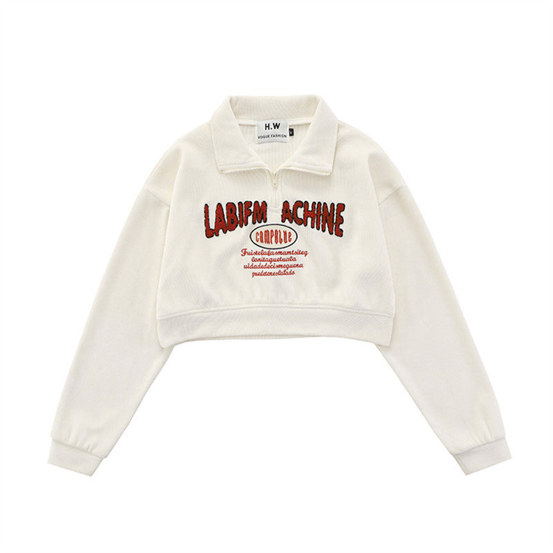 Women Hoodie Short Sweater Women's Autumn Letters Loose