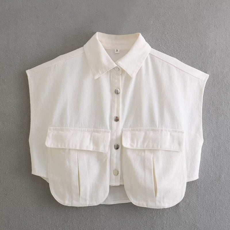 Women T-shirt Autumn Denim Shirt Short Vest