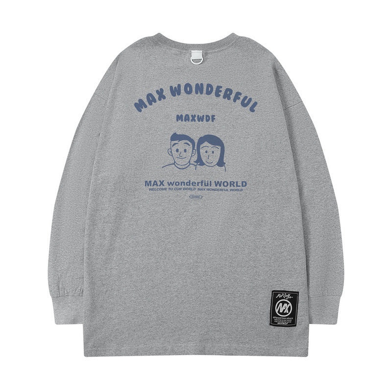 Men Long Sleeve Shirt Long Sleeve T-shirt Men and Women Couple Hip-Hop Street round Neck