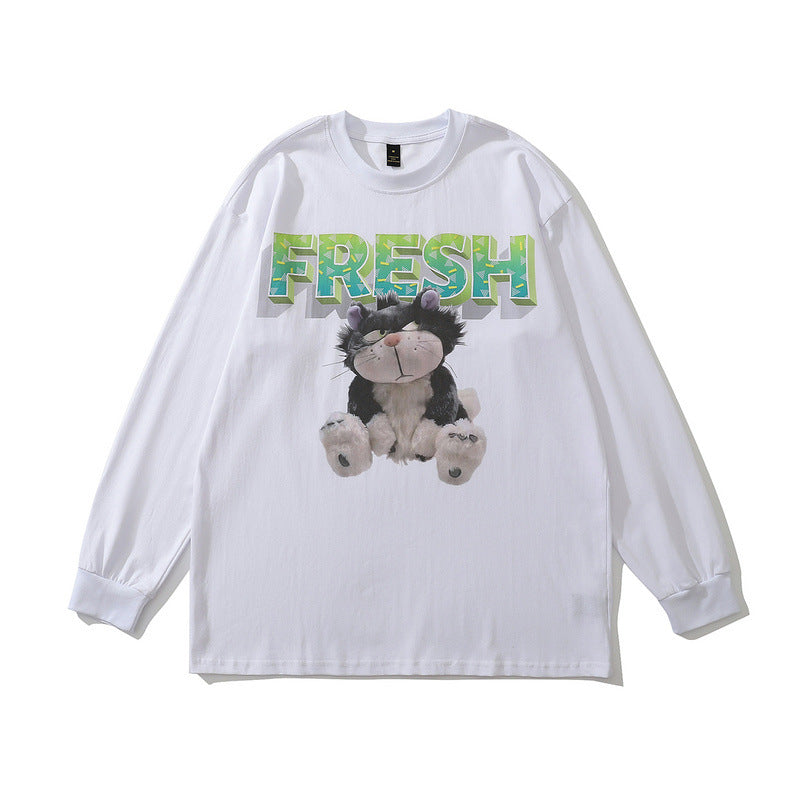 Men Long Sleeve Shirt Long Sleeve T-shirt Men's and Women's Printed Hip Hop Loose Sweater