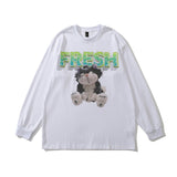 Men Long Sleeve Shirt Vintage Cartoon Long Sleeve T-shirt Men and Women Ins Hip Hop Loose