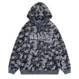 Men Fleece Lined Hoodie Camouflage Cardigan Sweater Men's Autumn and Winter High Street Zip Long Sleeve Coat