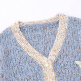 Women Sweater Color Matching Sweater Button Casual Long Sleeve