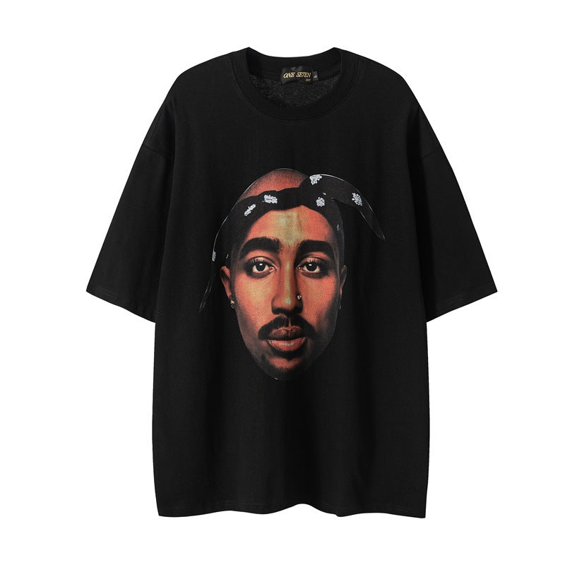 Men T Shirt West Coast Hip Hop Retro Printed Casual Short Sleeve T-shirt Men and Women