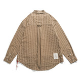 Men Long Sleeved T Shirt Striped Long Sleeve Lapel Shirt Men's Spring and Autumn High Street Casual Shirt Outer Wear