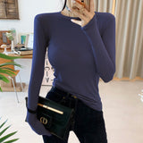 Women's Long Sleeve Shirt round Neck Long Sleeve Bottoming Shirt for Women Autumn