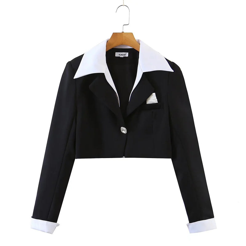 Women Skirt Color Matching Suit Women's Suit Pleated Skirt