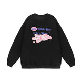 Men Hoodie Autumn and Winter round Neck Sweater Bear Printed Casual Long Sleeve Pullover Loose