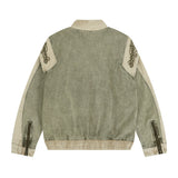 Men Denim Jacket Stitching Washed and Worn Denim Jacket Coat Men's Autumn and Winter Loose Denim Jacket