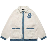 Men Cotton Mixed Jacket Coat Cashmere Cotton-Padded Coat Men's Winter Loose Stitching Affixed Cloth Embroidered