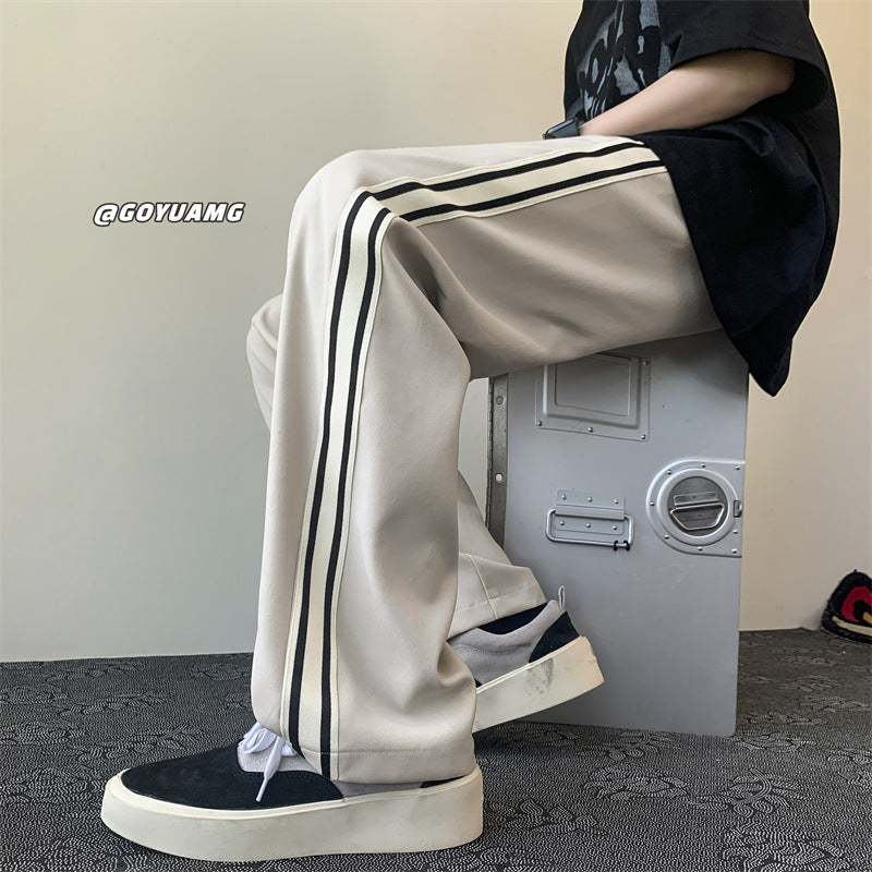 Men Sweatpants Ice Silk Pants Men's Stitching Sports Pants Loose