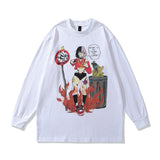 Men Long Sleeve Shirt Retro Design Avatar Print Long Sleeve Hip Hop T-shirt
