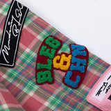 Men's Long Sleeve T Shirt Plaid Shirt Men's Embroidered Letter Long Sleeve Lapel Loose Shirt