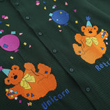 Men Long Sleeved T Shirt Embroidered Long Sleeve Shirt Boys Loose Casual Jacket Lapel Shirt Ins