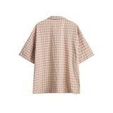 Unisex Jacket Fall Short Sleeve Plaid Shirt Women's Clothing