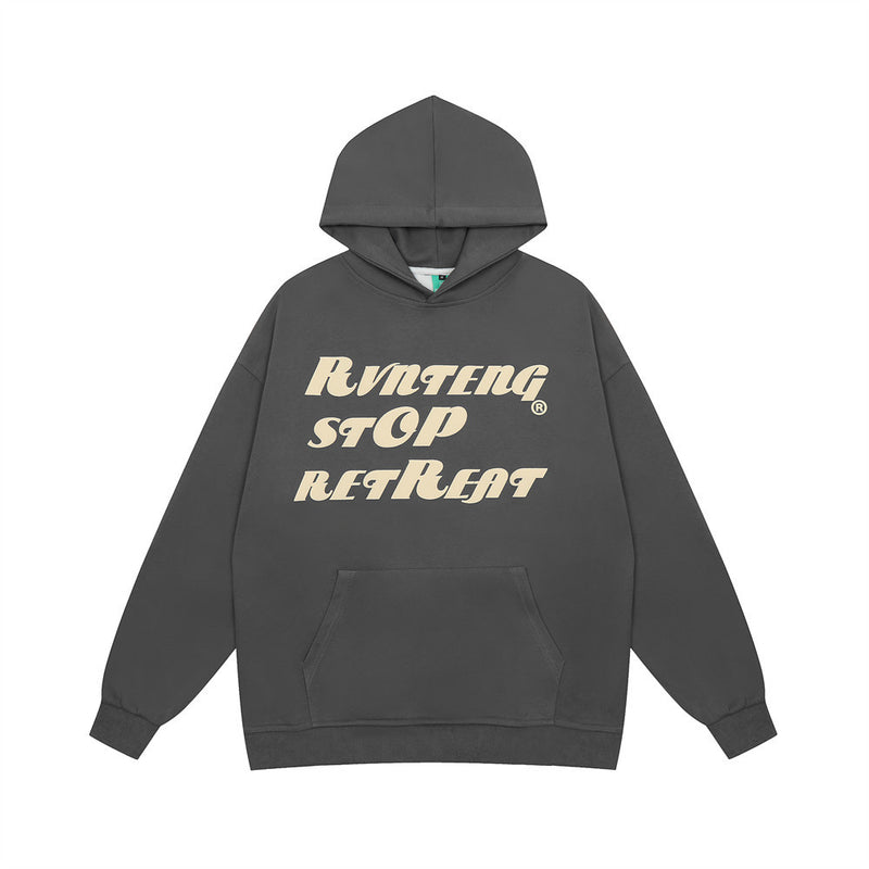 Men Hoodie Vintage Long Sleeve Loose Hooded Pullover Top Spring and Autumn