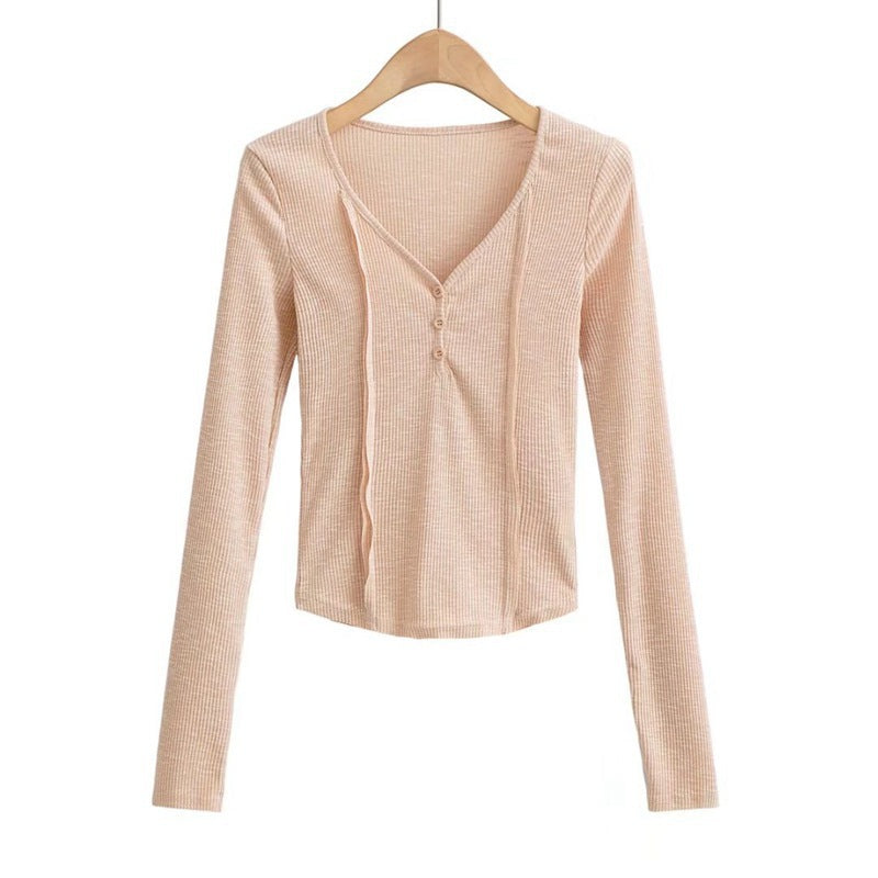 Women T-Shirt T-shirt Bottoming Shirt Spring Long Sleeves Inner Wear Short
