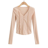 Women T-Shirt T-shirt Bottoming Shirt Spring Long Sleeves Inner Wear Short