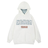 Men Hoodie Turtleneck Hooded Sweater Men's Paste Cloth Embroidery Letter Pullover