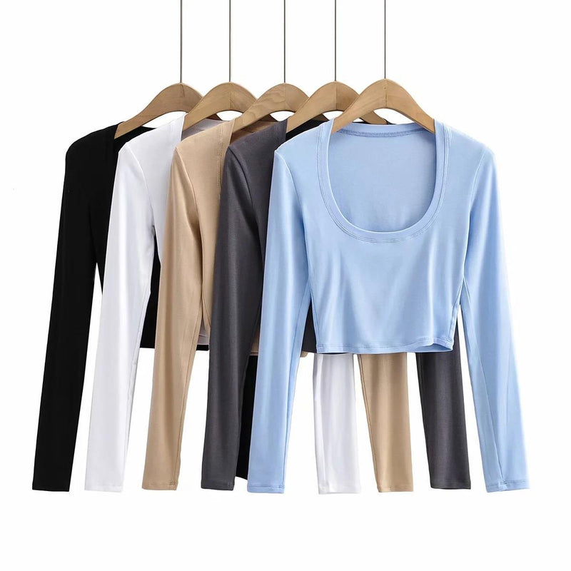 Women T-Shirt Slimming Long-Sleeved Bottoming Shirt Women's Slimming Top