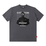 Men T Shirt Summer Retro Portrait Printing round Neck Short Sleeve