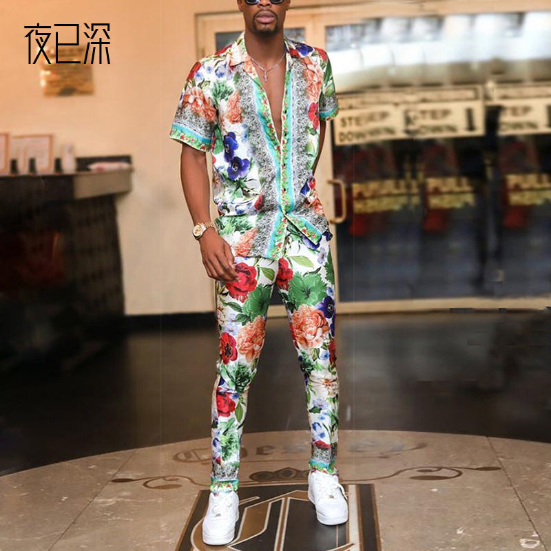 Men Co-Ords Men's Clothing Print T-shirt Length Casual Men's Trousers Summer