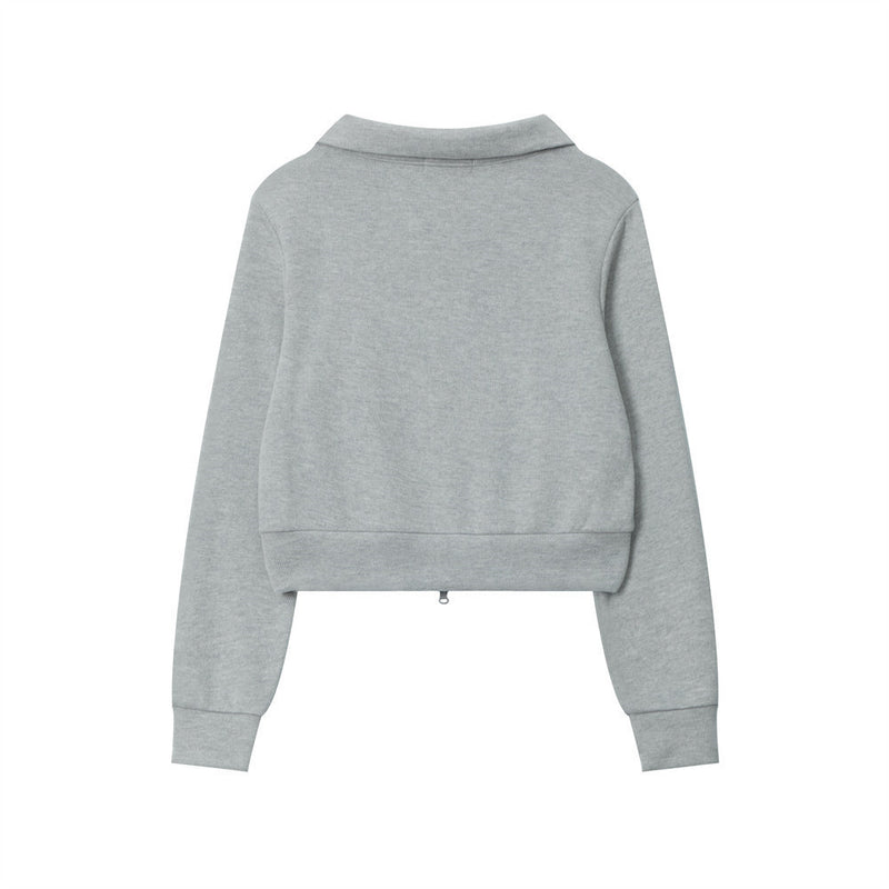 Women Hoodie Short Sweater Coat Casual Zipper Long Sleeve Top