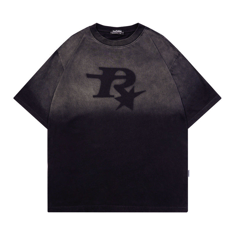 Men T Shirt Retro Couple Casual All-Match Short-Sleeved T-shirt Men and Women