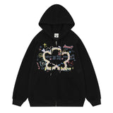 Men Hoodie Two-Way Zipper Woven Five-Pointed Star Cardigan Sweater