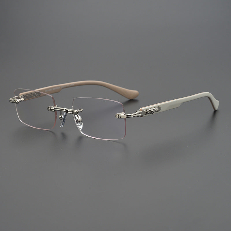CHH Chrome Hearts Glasses Frameless Business Niche Square Glasses Frame Punching