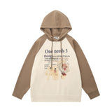 Men Hoodie Animal Print Dog Hooded Sweater Color-Block Raglan Sleeves