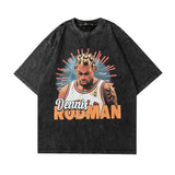 Men T Shirt Washed and Worn Vintage Print Short Sleeves T-shirt Men