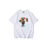 Bathing Ape T Shirt Summer Colorful Letters Little Monkey T-shirt Half-Sleeved Casual Short Sleeve