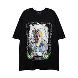 Men T Shirt Sweet Cool Abstract Oil Painting Print Short Sleeve T-shirt Loose