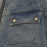 Men Denim Jacket Washed and Worn Denim Jacket Men's Vintage Pocket Jacket Spring and Autumn