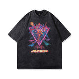 Men T Shirt Hip Hop Anime Print Distressed Short Sleeve T-shirt Men and Women Retro