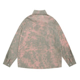 Men Long Sleeved T Shirt Plaid Tie-Dye Long Sleeve Shirt Men's Embroidery Lapel Shirt Coat Spring and Autumn