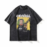 Men T Shirt Vintage Boy Print Short Sleeve T-shirt Men and Women Hip Hop Loose