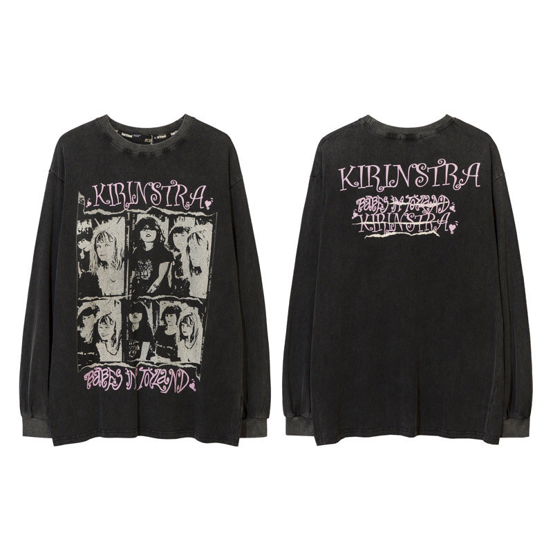 Men Long Sleeve Shirt Street Printing Long Sleeve T-shirt Men's and Women's Autumn and Winter Hiphop
