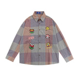 Men Long Sleeved T Shirt Plaid Long Sleeve Shirt Men Spring and Autumn Leisure Baggy Coat