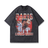 Men T Shirt Printed Distressed Short Sleeve T-shirt Men's Fashion Brand Loose Washed-out Half Sleeve